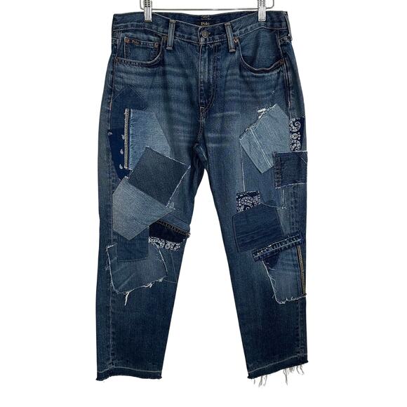 Polo RL Avery Boyfriend Jeans 29 – Unique Patchwork, Distressed Vintage Style - Picture 1 of 10